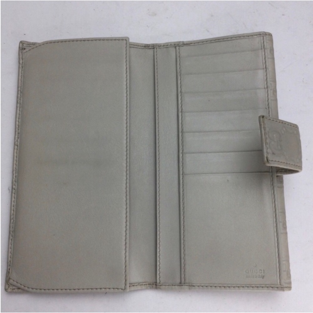 Gucci Guccisima Double G Embossed Gray Leather BiFold Flap Front Snap Wallet - Picture 5 of 13